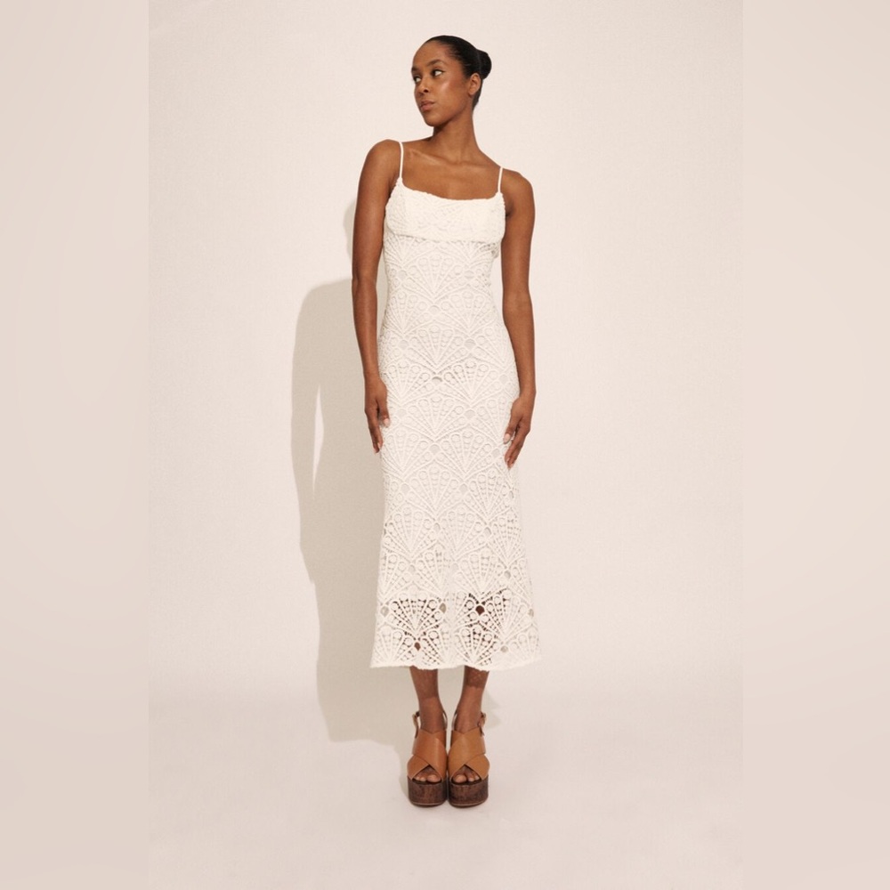 Bardot Andoni White Seashell Crochet Midi Dress, Size 4, $169 - Picture 4 of 14